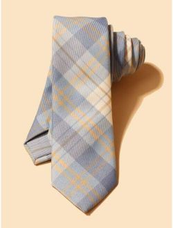 Men Plaid Print Polyester Tie