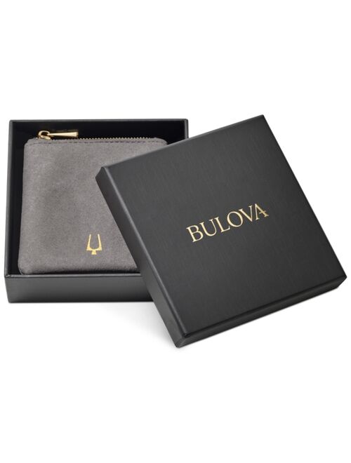 Bulova Men's Leather Bracelet in Stainless Steel