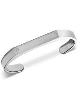 Men's Logo Open Cuff Bracelet in Stainless Steel