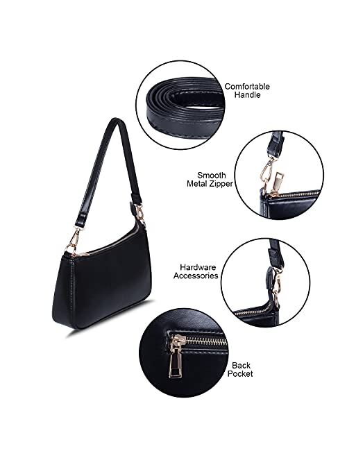 NIUEIMEE ZHOU Shoulder Bag for Women Retro Vegan Leather Classic Clutch Tote HandBag with Zipper Closure