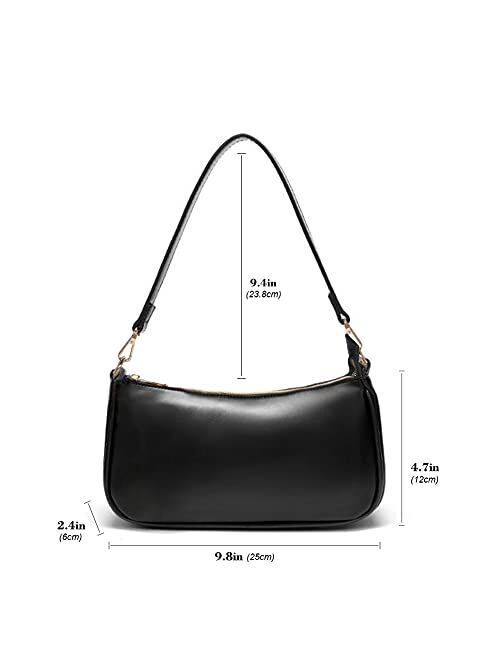 NIUEIMEE ZHOU Shoulder Bag for Women Retro Vegan Leather Classic Clutch Tote HandBag with Zipper Closure