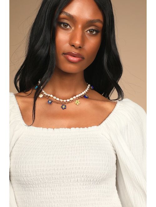 Lulus Breezing In White Smocked Balloon Sleeve Top