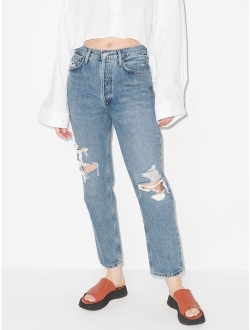 Fen ripped-knee straight-leg jeans