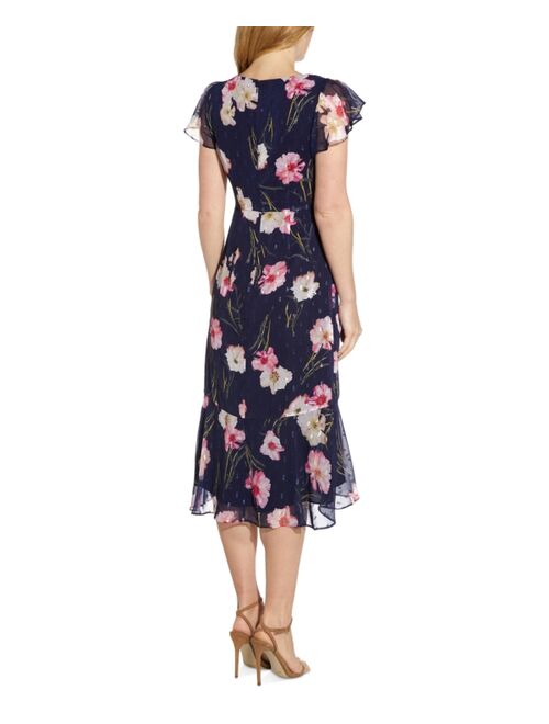 Adrianna Papell Floral-Print Ruffled Hem Dress