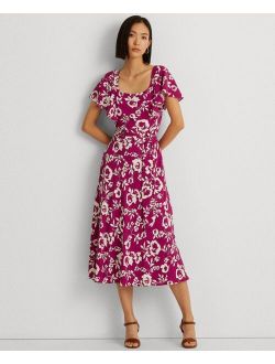 Lauren Ralph Lauren Floral Crepe Flutter-Sleeve Dress