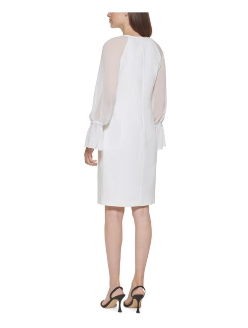 Calvin Klein Mesh-Sleeve Dress