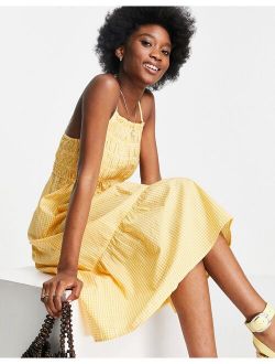 Influence cami strap tiered midi dress in yellow gingham