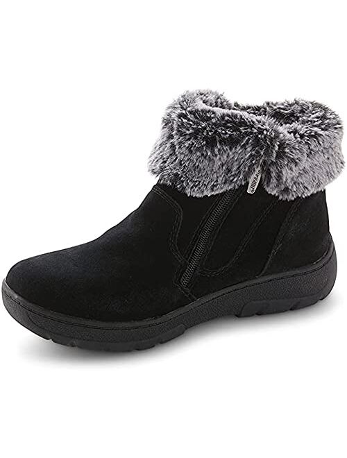 Khombu Women's Jessica Ankle Boots Faux Fur Shearling Lining for Cold Winter Weather