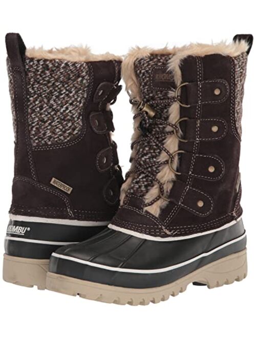 Khombu Women's K Waterproof Winter Snow Boots Nina Mid-Calf Lace-Up Rugged Non-Slip Shoes