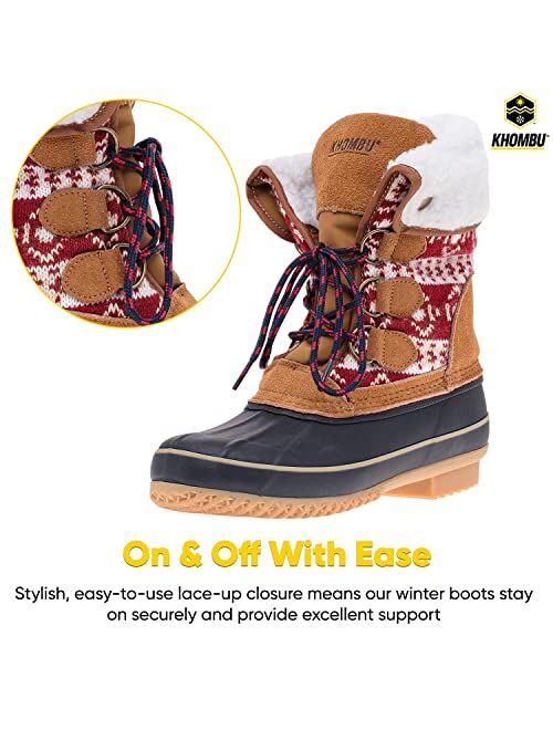 Khombu Women's Snow Lace-Up Closure Irene All-Weather Winter Boots Built for Comfort