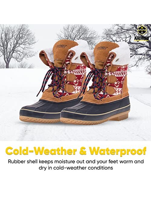 Khombu Women's Snow Lace-Up Closure Irene All-Weather Winter Boots Built for Comfort