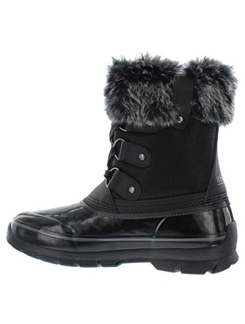 Khombu Reagan Women's Snow Boots | Waterproof Mid Calf Boots, Rubber Traction, Faux Fur Collar, D-Ring Closure for Laces