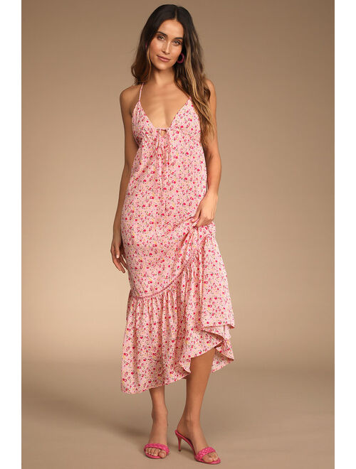 Buy Lulus Way Too Darling Pink Floral Print Sleeveless Maxi Dress