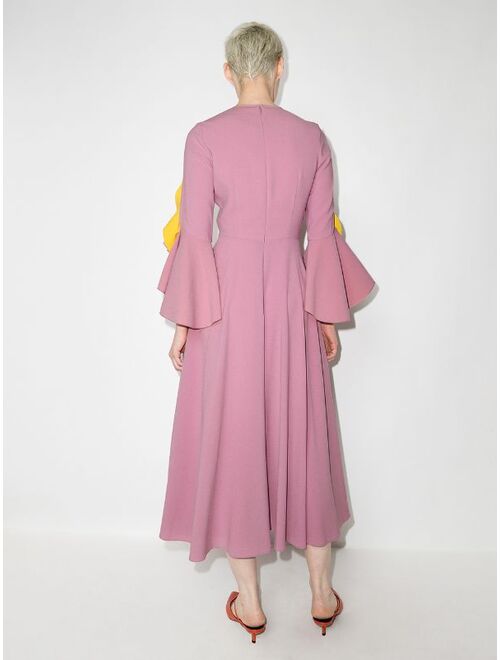 Roksanda Caden contrast ruffle-sleeve dress