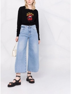 cropped wide-leg high-waisted jeans