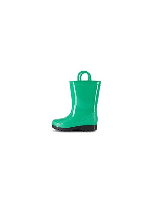 Khombu Unisex-Child Boots Splash Waterproof Slip-On Lined Rubber Rain Shoes Classic All-Weather