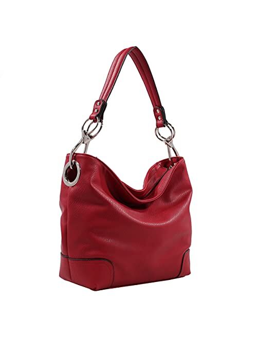 MKF Collection by Mia K. MKF-3179SD-RD Emily Solid Hobo Bag, Red