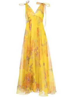 floral-print sleeveless maxi dress