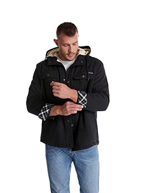 Mr.Stream Men's Thermal Coat Heavyweight Sherpa Lined Fleece Hooded Washed Cotton Shirt Jacket