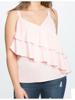 NEW NWT ELOQUII Pink Layered Asymmetrical Ruffle Tank Top Shirt Plus Size 16