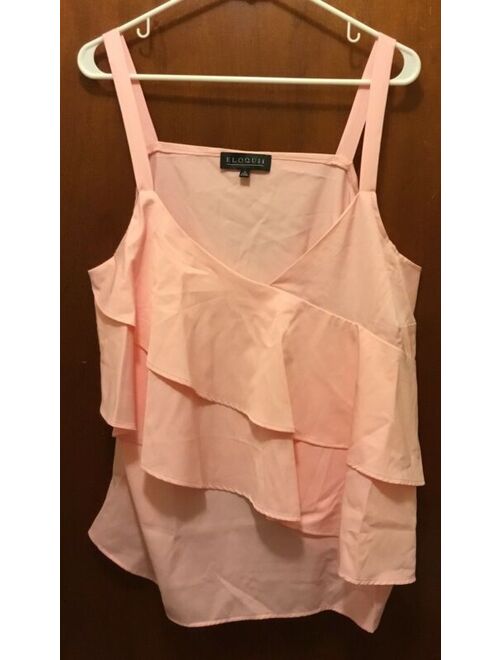 ELOQUII Elements NEW NWT ELOQUII Pink Layered Asymmetrical Ruffle Tank Top Shirt Plus Size 16