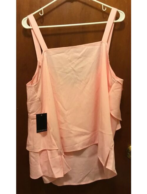 ELOQUII Elements NEW NWT ELOQUII Pink Layered Asymmetrical Ruffle Tank Top Shirt Plus Size 16