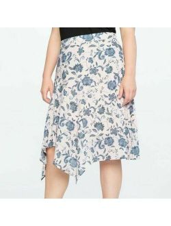 Eloquii Womens Skirt 20 Asymmetrical Lined Midi Floral Hidden Zipper Pink B24-14