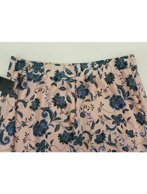 ELOQUII Elements Eloquii Womens Skirt 20 Asymmetrical Lined Midi Floral Hidden Zipper Pink B24-14