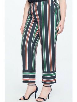 Eloquii NWT Women's Opposing Stripe Navy/Red/Green Crop Pants, Size 14