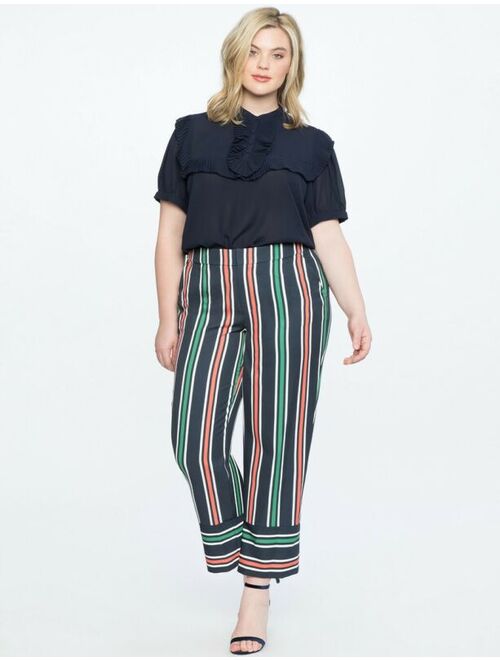 ELOQUII Elements Eloquii NWT Women's Opposing Stripe Navy/Red/Green Crop Pants, Size 14