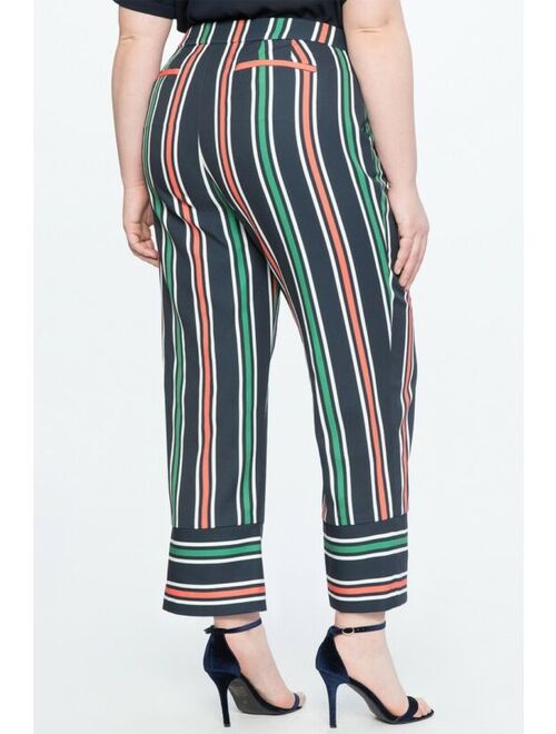 ELOQUII Elements Eloquii NWT Women's Opposing Stripe Navy/Red/Green Crop Pants, Size 14