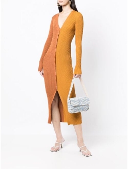 ribbed-knit button-up dress