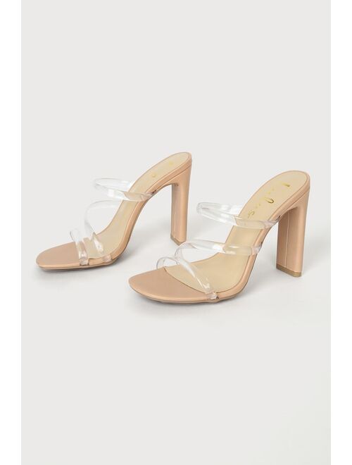 Lulus Ferrara Clear and Light Nude High Heel Sandals
