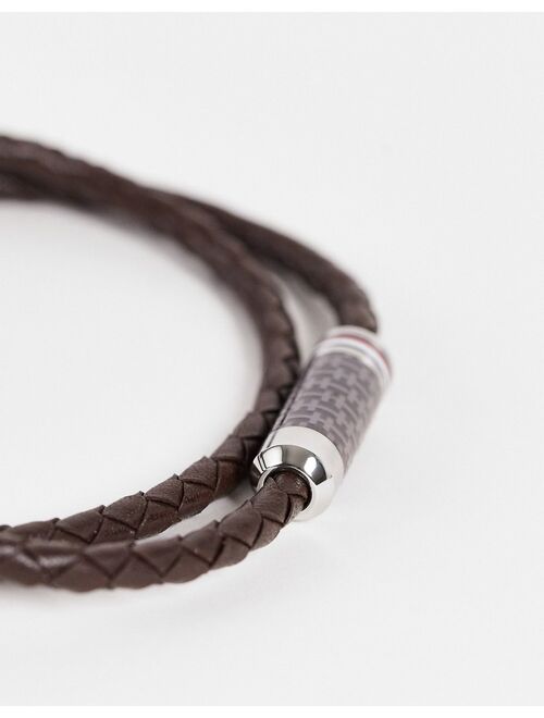 Tommy Hilfiger double braid leather bracelet in brown