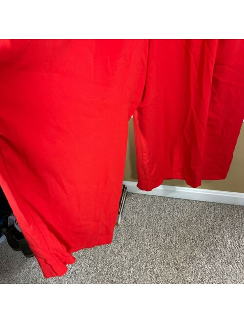 ELOQUII Elements NWT Eloquii Red Cold Shoulder Wide Leg Ruffle Wrap Jumper Pantsuit Size 22