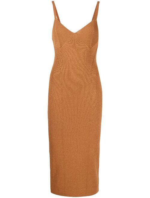 STAUD V-neck fitted dress