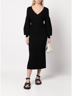 ribbed-knit fitted longsleeved dress