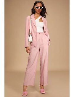 Taking Charge Pink Wide-Leg Trouser Pants