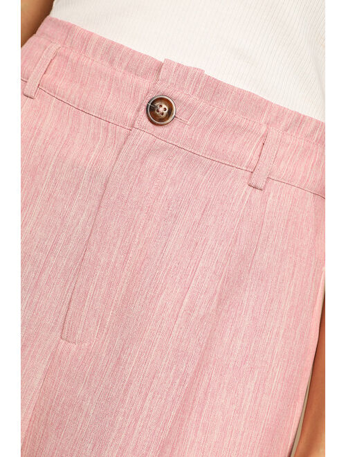 Lulus Taking Charge Pink Wide-Leg Trouser Pants