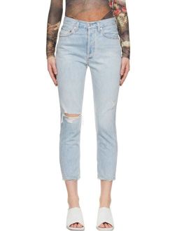 Blue Riley High-Rise Straight Crop Jeans