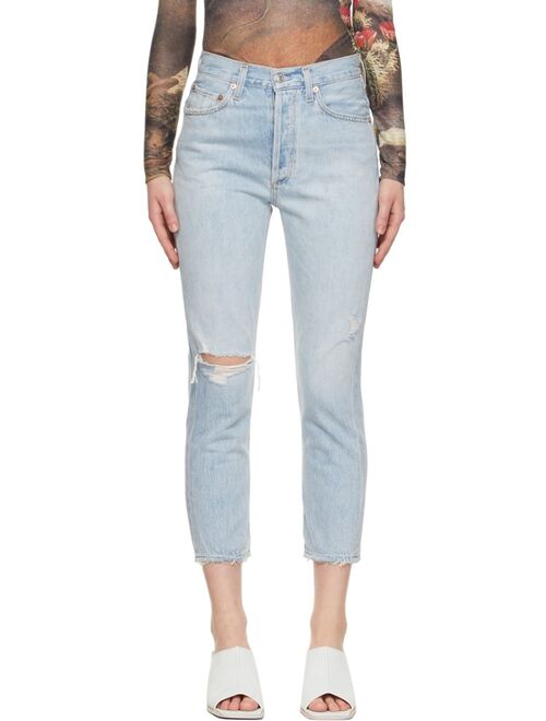 AGOLDE Blue Riley High-Rise Straight Crop Jeans