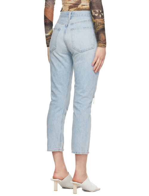 AGOLDE Blue Riley High-Rise Straight Crop Jeans