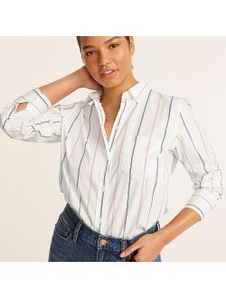 Classic-fit washed cotton poplin shirt in sleepaway stripe