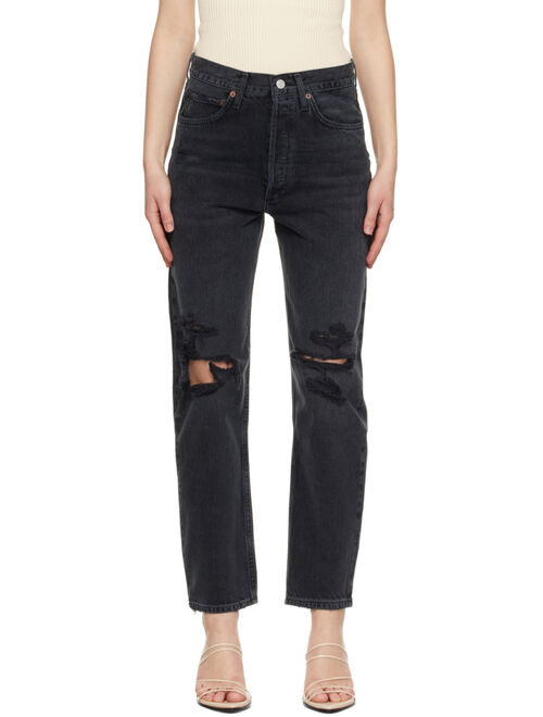 AGOLDE Black 90's Mid-Rise Loose Fit Jeans