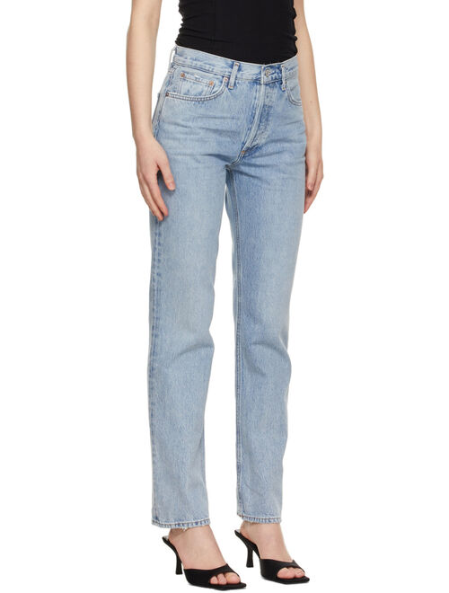 AGOLDE Blue Lana Mid-Rise Vintage Straight Jeans