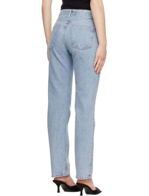 AGOLDE Blue Lana Mid-Rise Vintage Straight Jeans