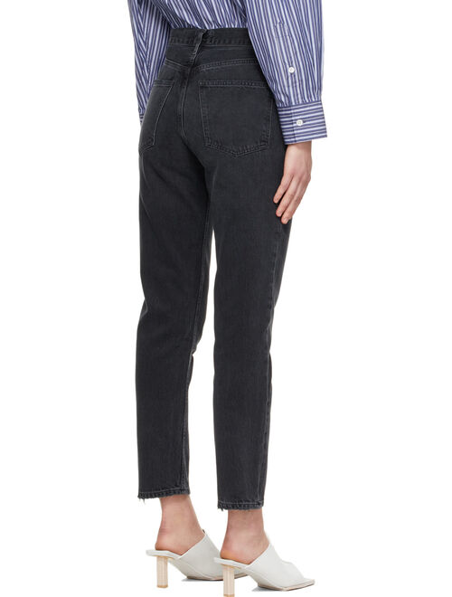 AGOLDE Black Fen High-Rise Relaxed Tapered Jeans