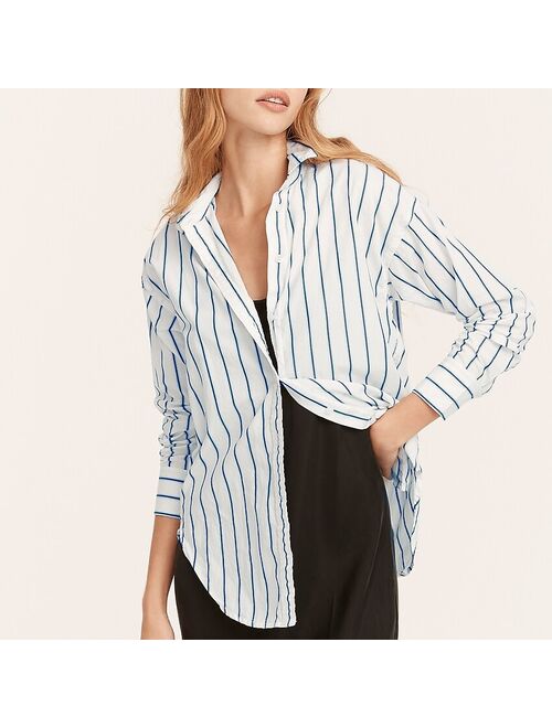 J.Crew Relaxed-fit washed cotton poplin shirt in navy stripe
