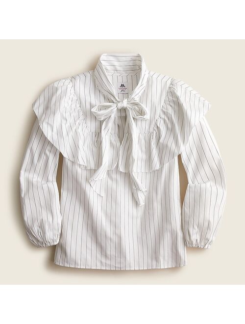 Thomas Mason® for J.Crew cotton tie-neck shirt in stripe