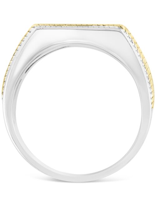 EFFY Collection EFFY® Men's Diamond Rope-Accented Ring (1/8 ct. t.w.) in Sterling Silver & 18k Gold-Plate